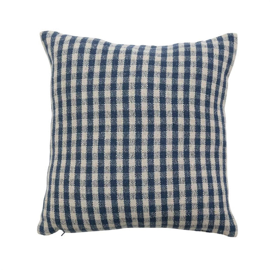A. maRiE Recycled Cotton Blue Gingham Pillow